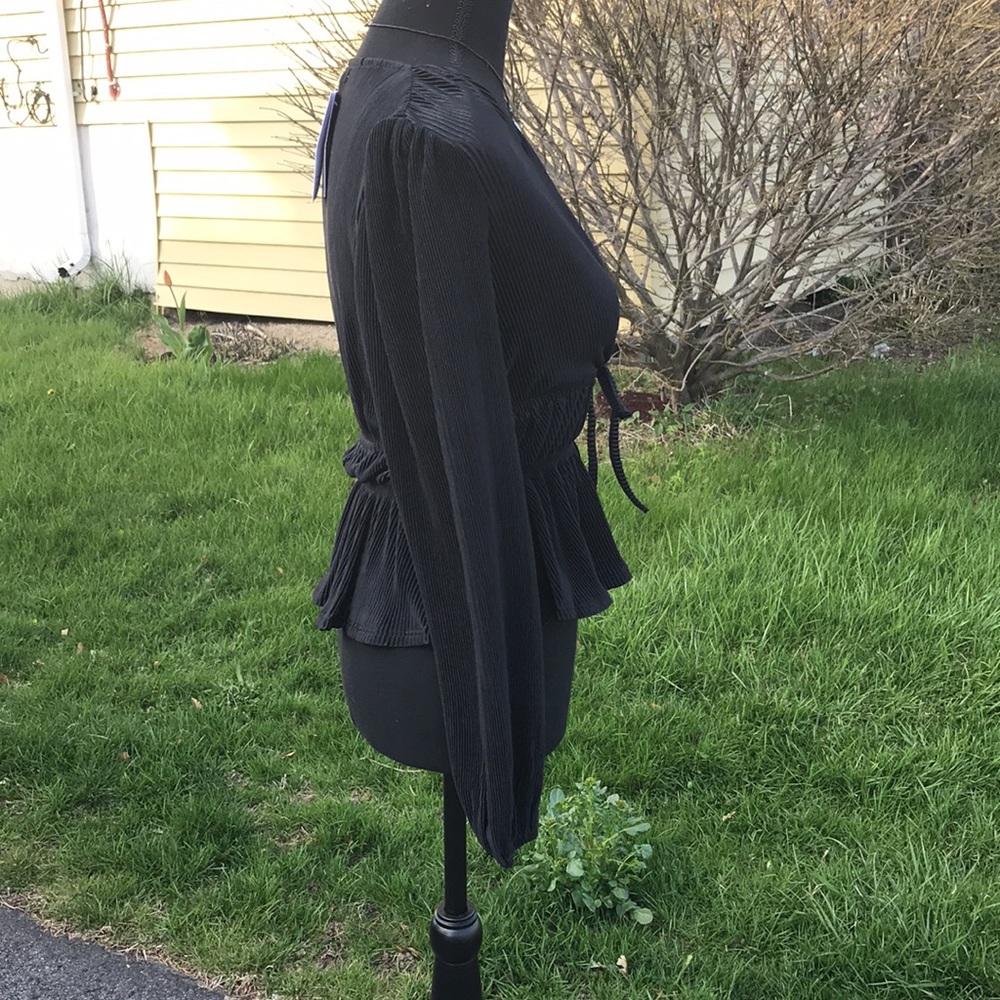 LOVE, FIRE BLACK PEASANT BLOUSE *XS *SEMI-SHEER *NWT *BOHEMIAN, BALLOON SLEEVES - Picture 4 of 9